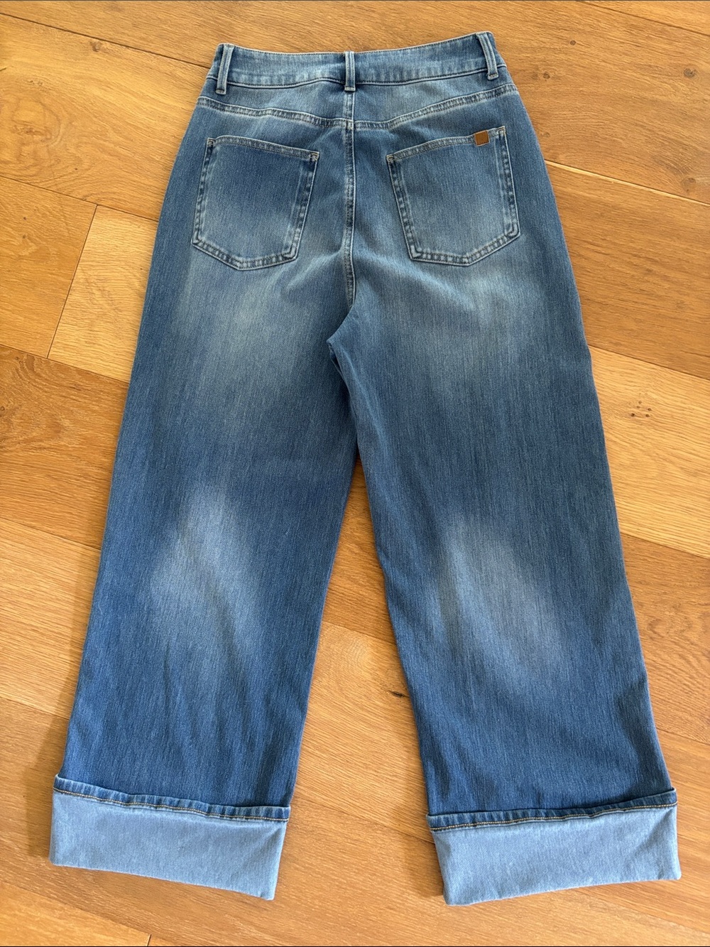 Halara Flex High Waisted Wide Leg Cuffed Jeans Stretch Denim Size S 4-6 - Picture 11 of 11